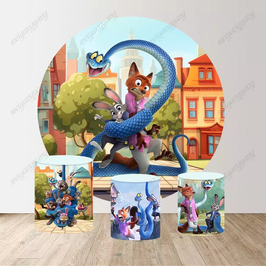 The Zootopia Round Backdrop Kids Birthday Party Baby Shower Photography Background