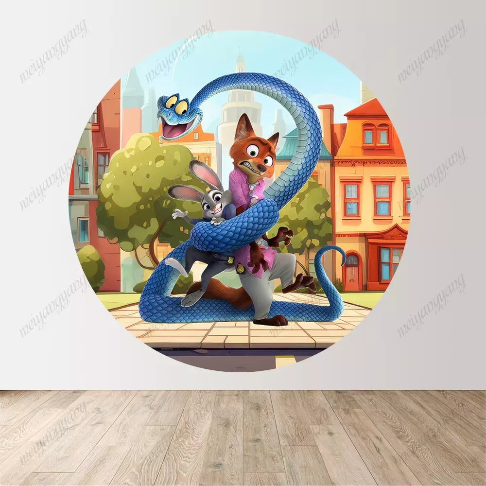 The Zootopia Round Backdrop Kids Birthday Party Baby Shower Photography Background