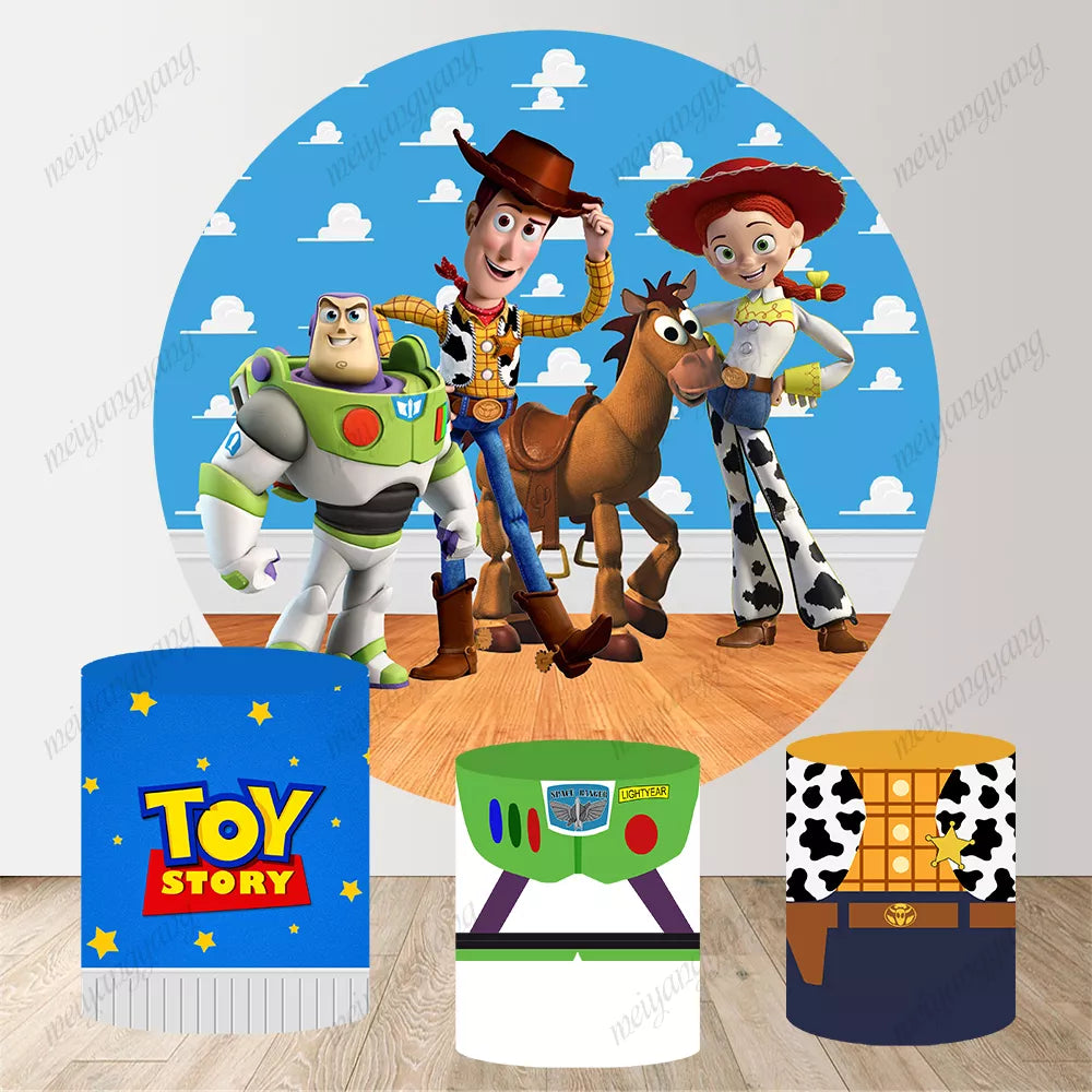 Toy Story Buzz Lightyear Woody Jessie Circle Photography Backdrop