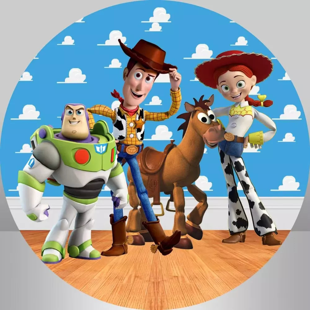 Toy Story Buzz Lightyear Woody Jessie Circle Photography Backdrop