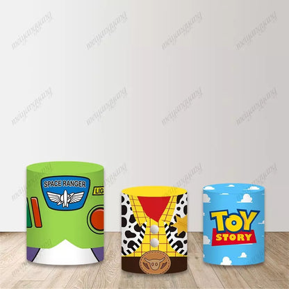 Toy Story Round Backdrop Woody Buzz Lightyear Jessie Toy Room Cartoon Party Background