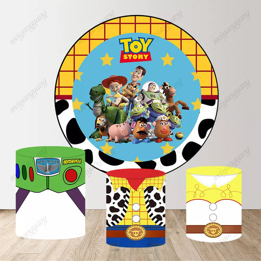 Toy Story Woody Buzz Lightyear Jessie Cow Print Round Backdrop