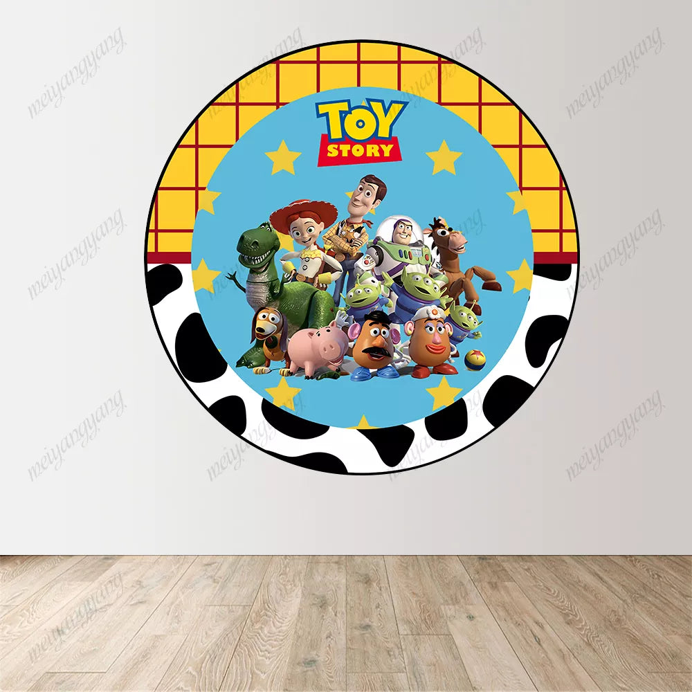 Toy Story Woody Buzz Lightyear Jessie Cow Print Round Backdrop