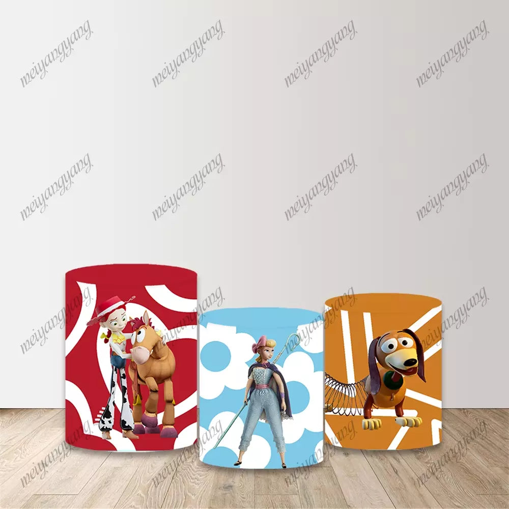 Toy Story Woody Sky Clouds Kids Birthday Round Backdrop