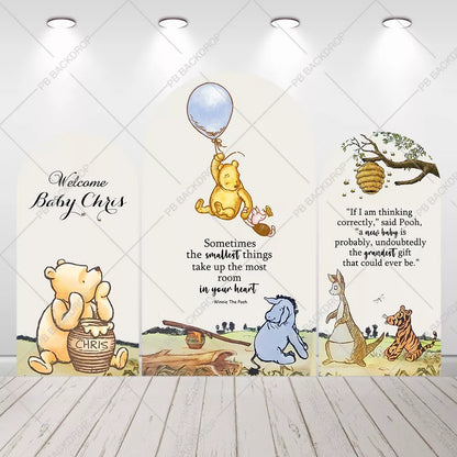 Vintage Winnie The Pooh Arch Backdrop Baby Shower Background 1st Birthday Party Banner