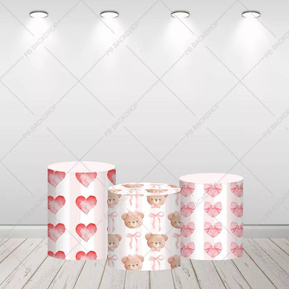 Watercolor Bow Bear First Birthday Photo Backdrop