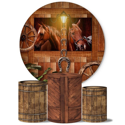 Western Cowboy Barn Circle Background