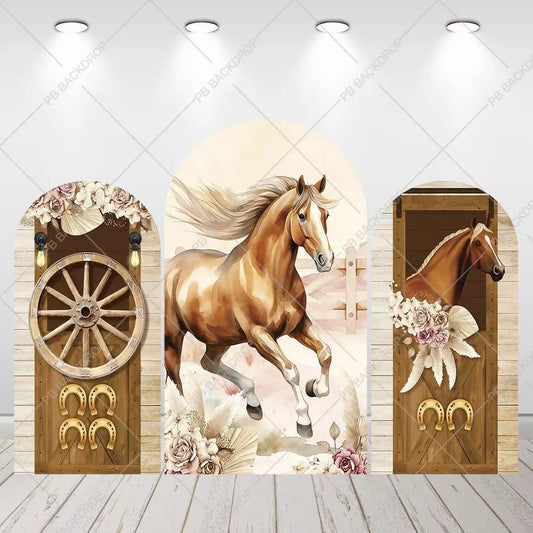 Western Horse Birthday Arch Backdrop