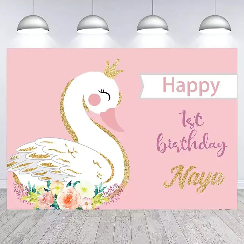 White Swan Photography Backdrop for Birthday Baby Shower Party Decoration