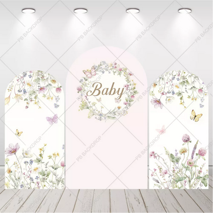 Wildflower Butterfly Baby Shower Arch Backdrop