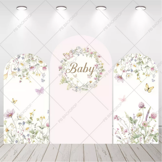 Wildflower Butterfly Baby Shower Arch Backdrop