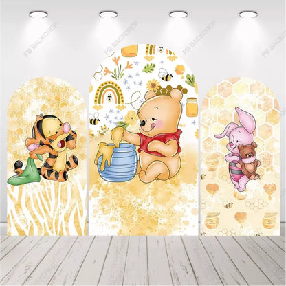 Winnie the Pooh Arch Backdrop Honey Bee Tigger Piglet Kids Birthday Party Decor