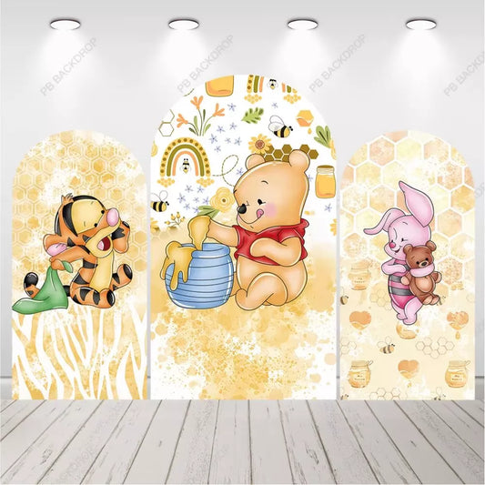Winnie the Pooh Arch Backdrop Honey Bee Tigger Piglet Kids Birthday Party Decor