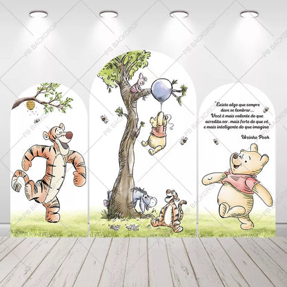 Winnie The Pooh Arch Backdrop Baby Shower  1st Birthday Party Arched Background