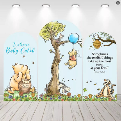Winnie The Pooh Arch Backdrop Baby Shower Background Cover Birthday Party Photo Booth