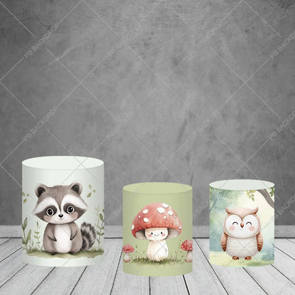 Woodland Animals Forest Party Round Backdrop