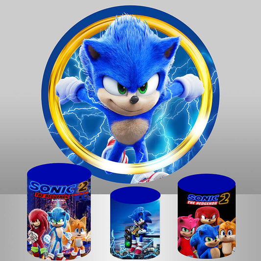 Sonic runder Hintergrund, Jungen-Geburtstagsparty-Dekoration, blauer Fotografie-Hintergrund