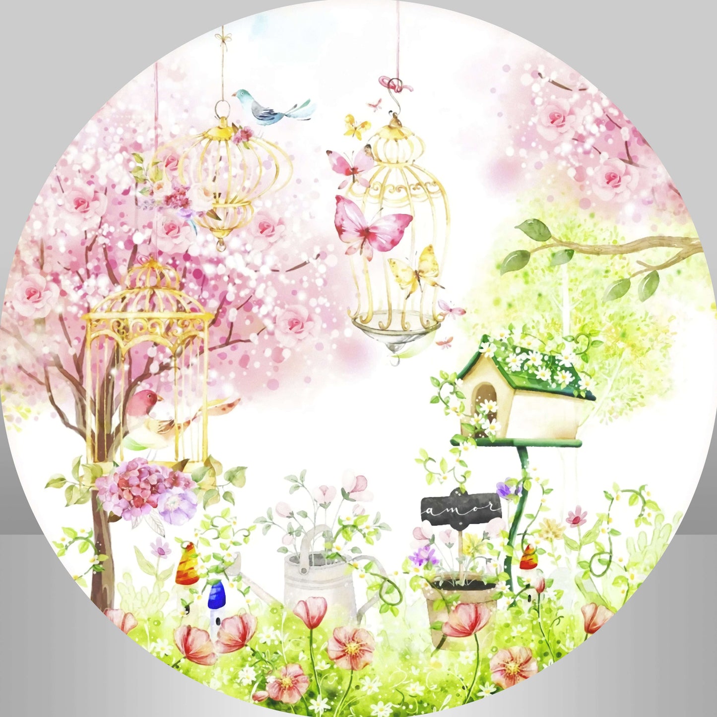 Весняний сад круглий фон для прикраси дня народження дітей