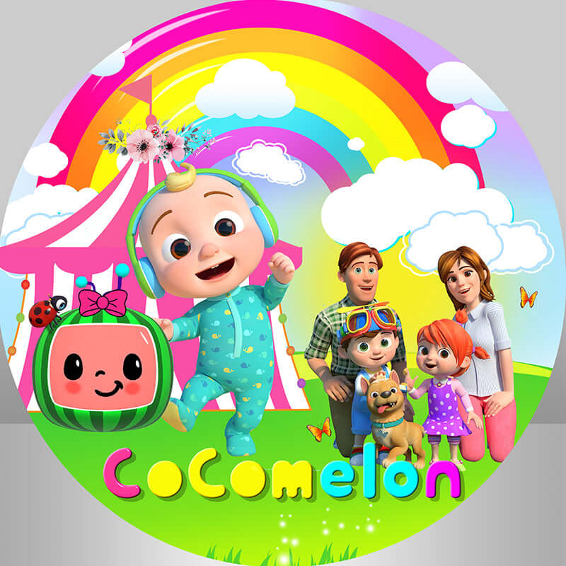 Cocomelon Kids Birthday Party Kryty na válec pro miminko s kulatým pozadím