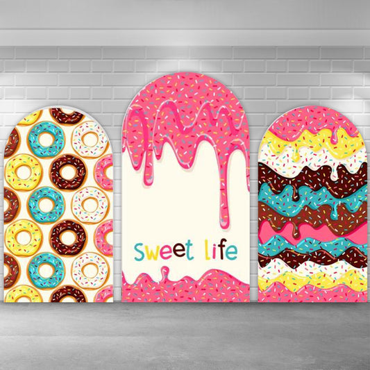 Donut Ice Cream Ached Wall Chiara Bakgrunn Bursdagsfest Bakgrunn Arch Stand Frame