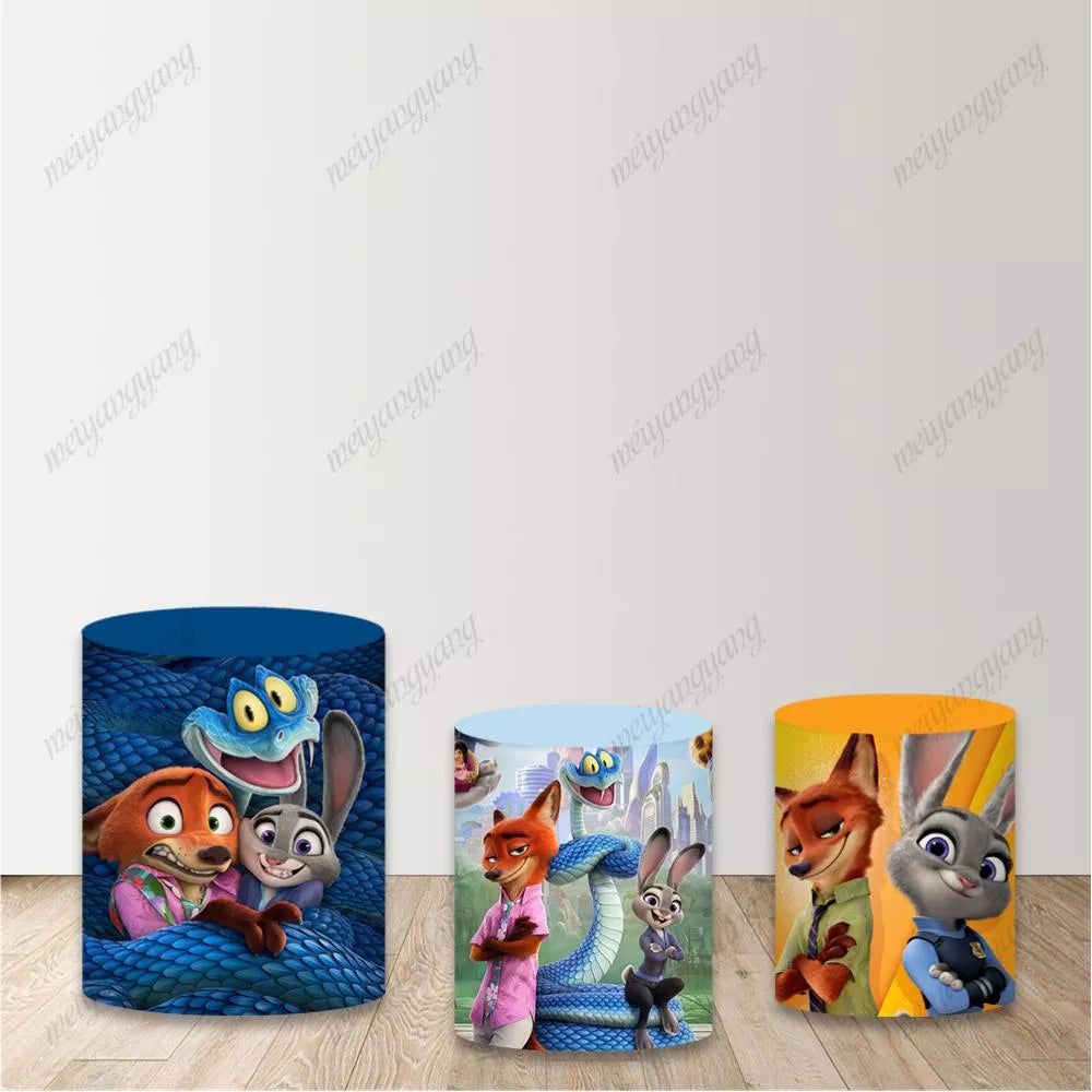 Zootopia Round Backdrop Judy Hopps Nick Wilde Birthday Party Circle Background