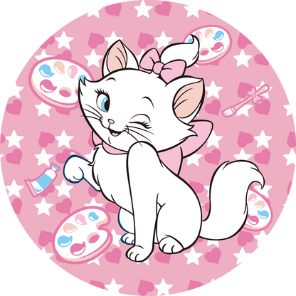 Marie Cat Round Circle Backdrop Girls Birthday Baby Shower Photography Background