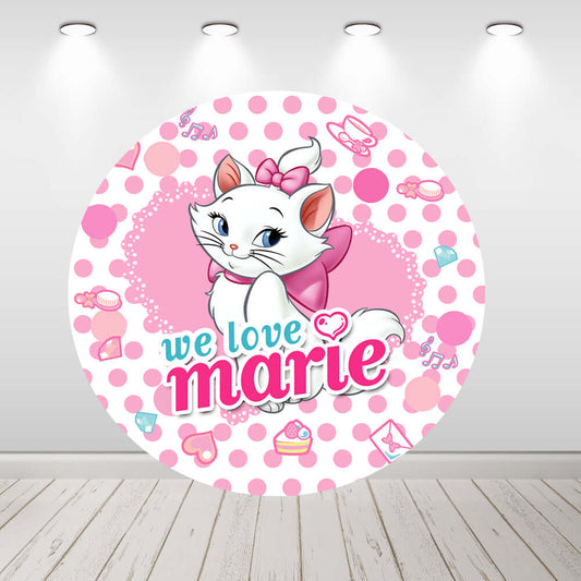 Marie Cat Rund Bakgrunn Jenter Bursdag Baby Shower Circle Bakgrunn