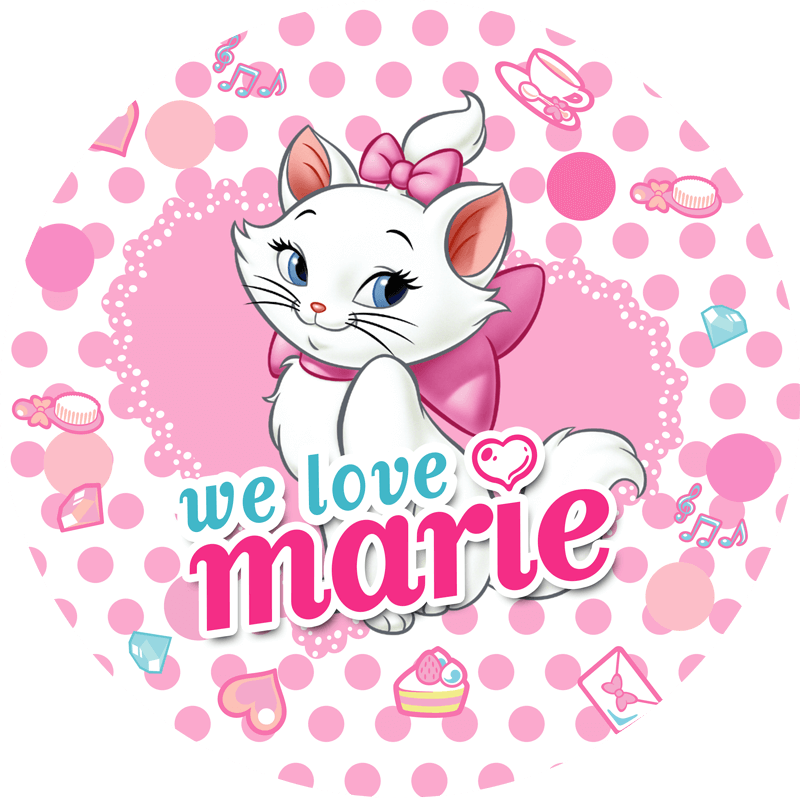 Marie Cat Round Backdrop Girls Birthday Baby Shower Circle Background